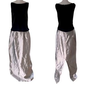 Vintage 90s Cachet Velvet & Silver Satin Cocktail / Prom Dress size women’s 16 L